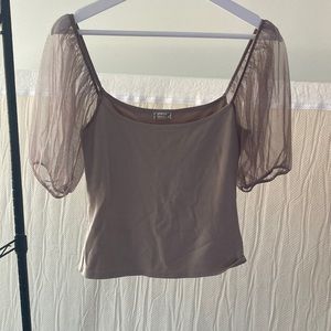 Free People Sheer Balloon Sleeve Tee